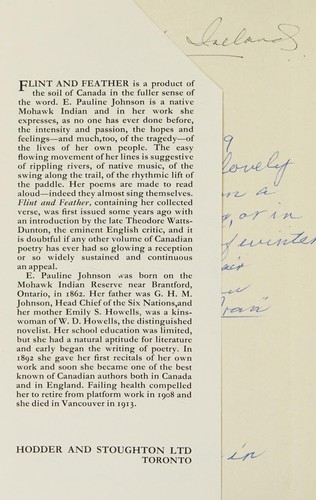 Flint and feather : the complete poems of E. Pauline Johnson (Tekahionwake)